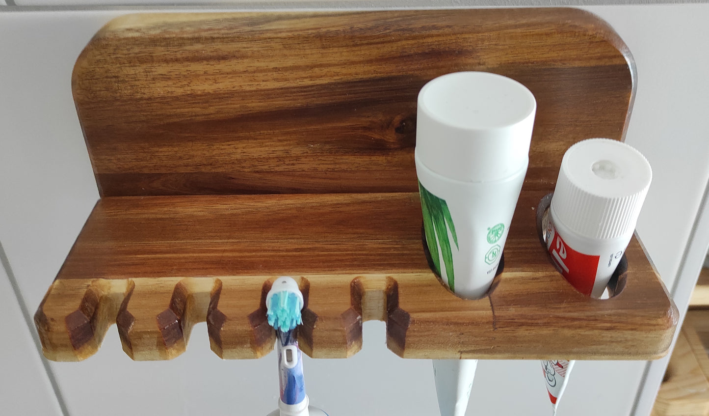 Zahnbürstenhalter aus Holz, Zahnpastehalter
