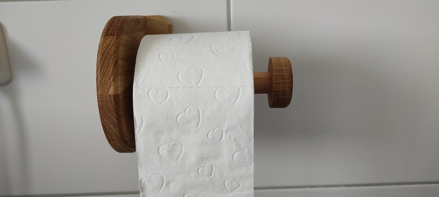 Moderner Toiletenpapierhalter mit runder Form aus Holz