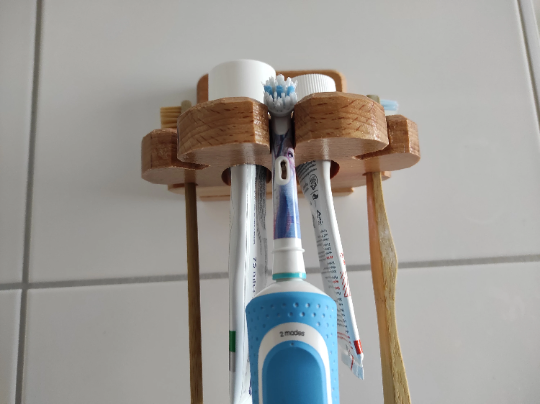 Zahnbürstenhalter aus Holz, Zahnpastehalter